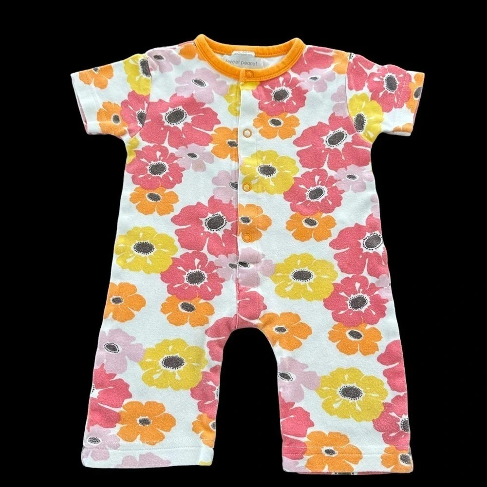 Sweet Peanut Vancouver‎ 12-18 months Organic Cotton Floral Pajamas PJs pink